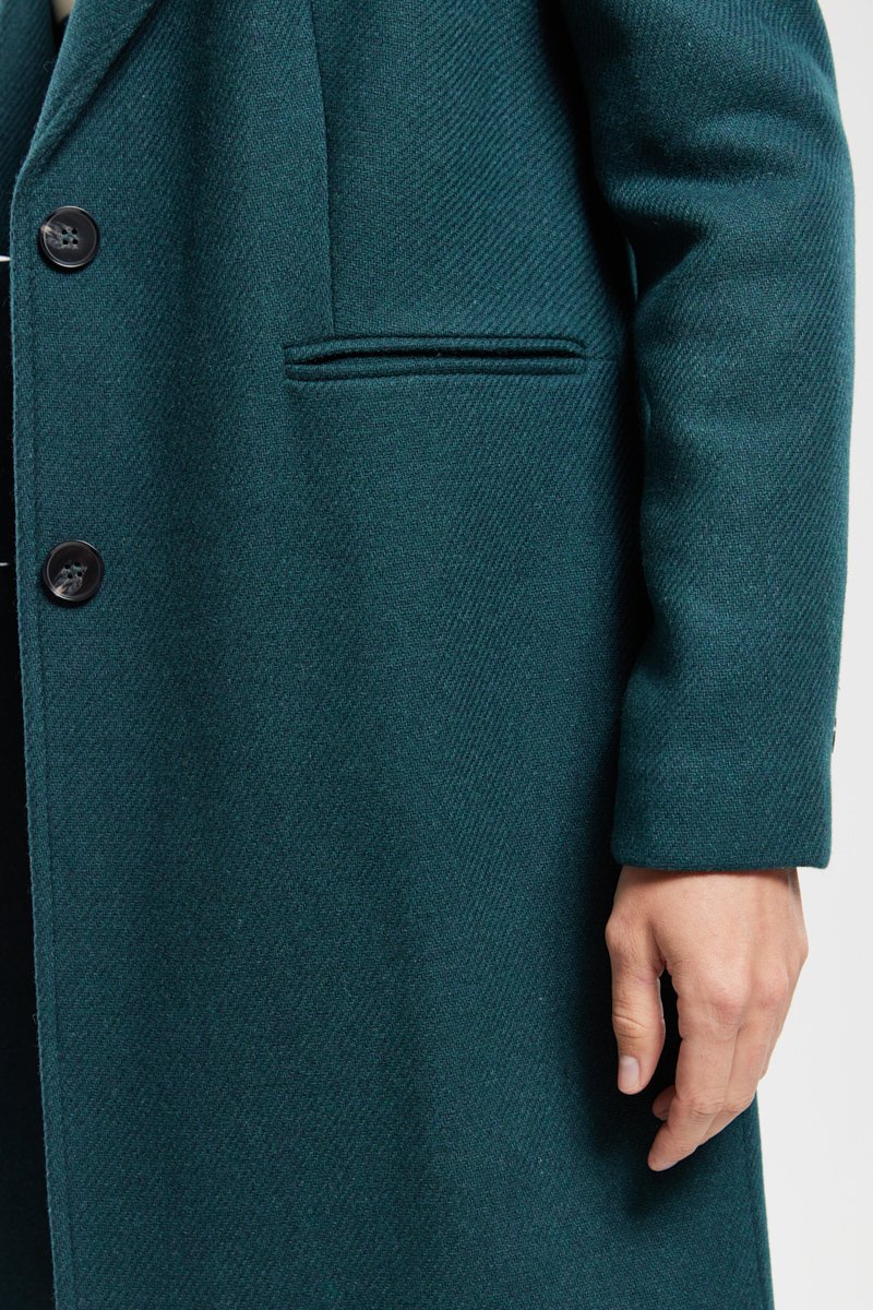 Langer Mantel mit Knopfleiste - Wolle
