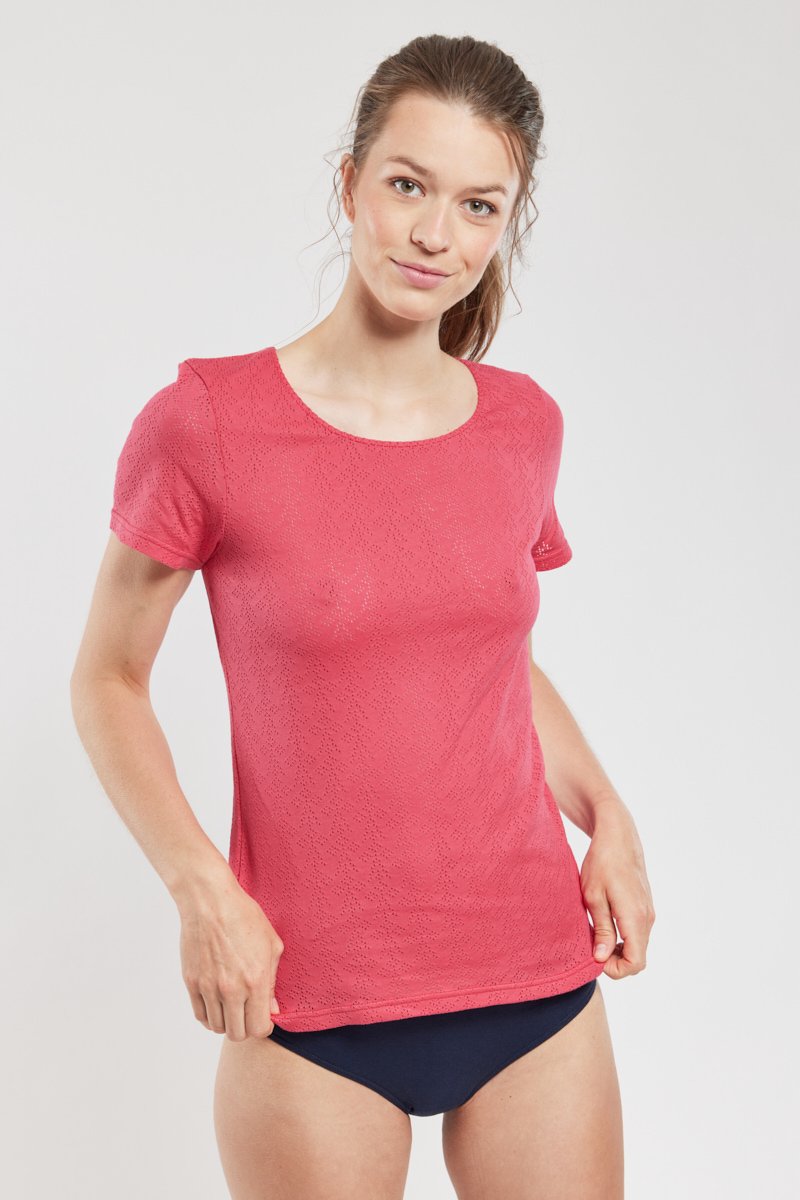 T-Shirt aus Ajourstrick – leichte Baumwolle