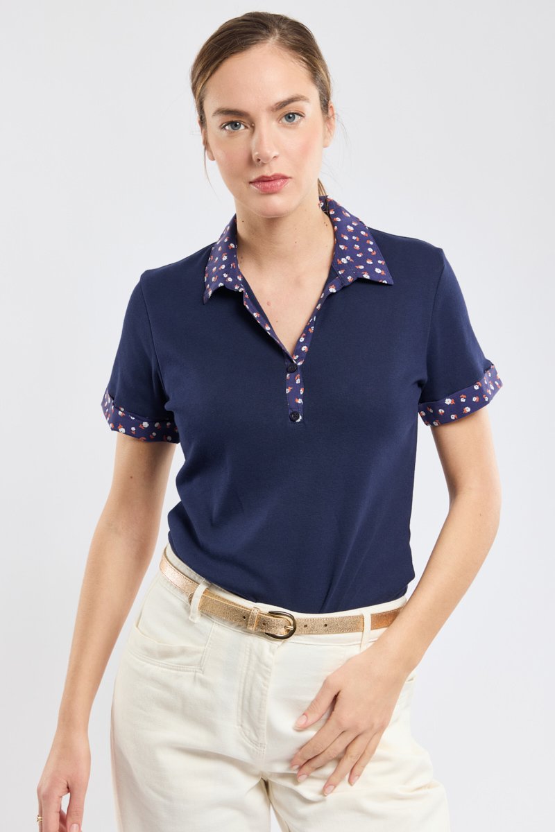 Poloshirt mit Blumenmuster – Baumwolle