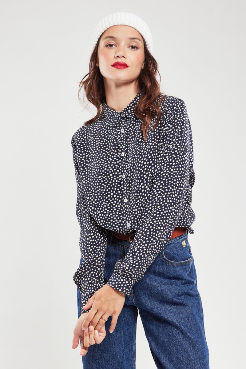 Bluse mit Punkten - Cupro