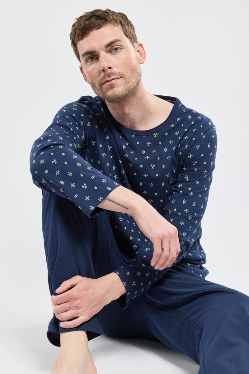 Pyjama mit „Dreieck“-Motiven – leichte Baumwolle