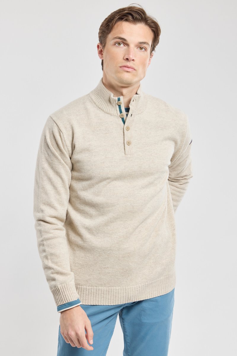 Pullover mit Button-Down-Kragen - Lambswool