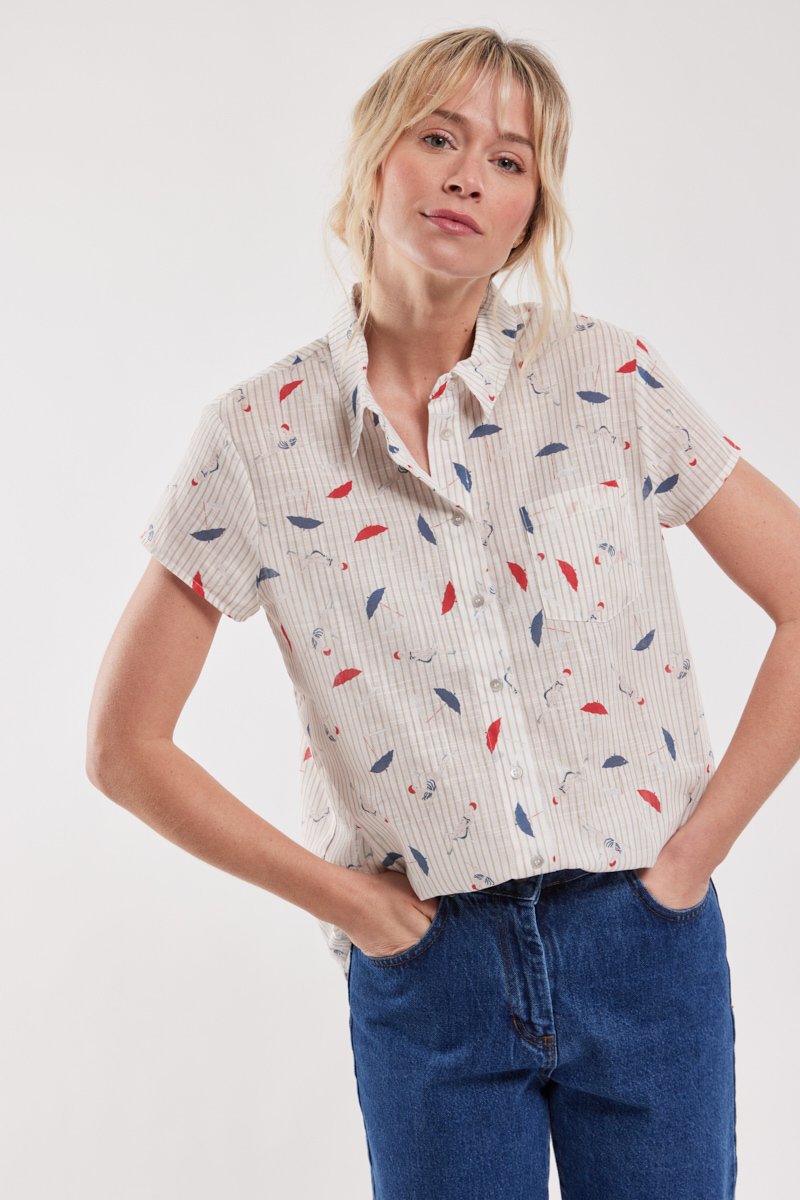 Bluse mit „Sonnenschirm“-Motiv – Baumwolle