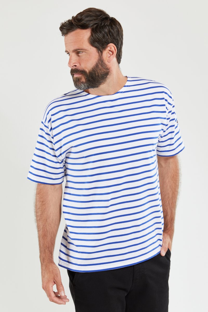Shirt mit kurzen Ärmeln im Marine-Stil „Theviec“ - aus leichter Baumwolle
