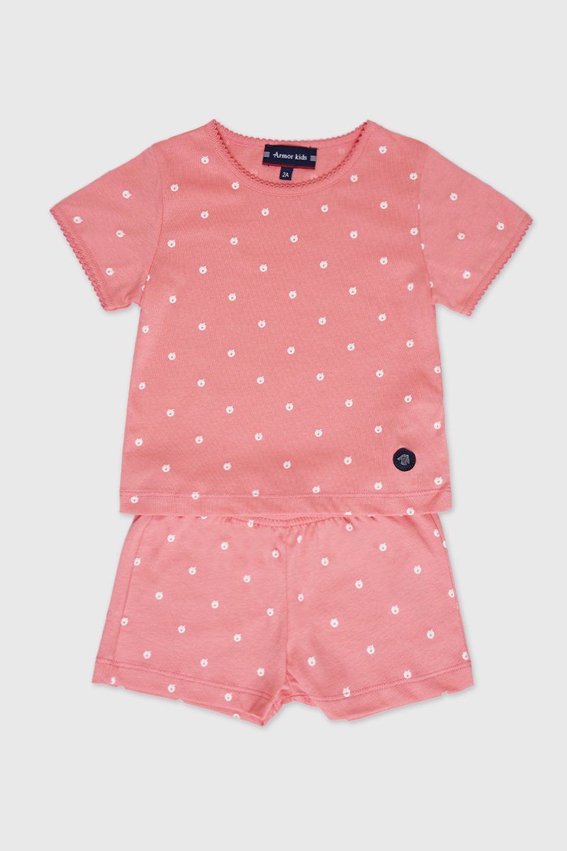 Kurzer Pyjama Kids mit Apfel-Print – leichte Baumwolle