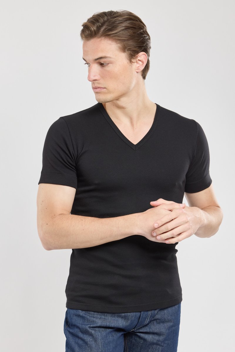T-Shirt mit V-Ausschnitt – dicke Baumwolle