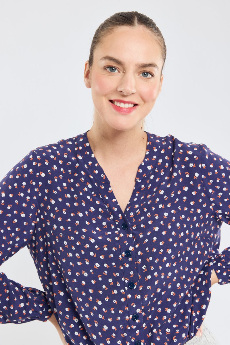 Bluse mit Blumenmuster - Cupro