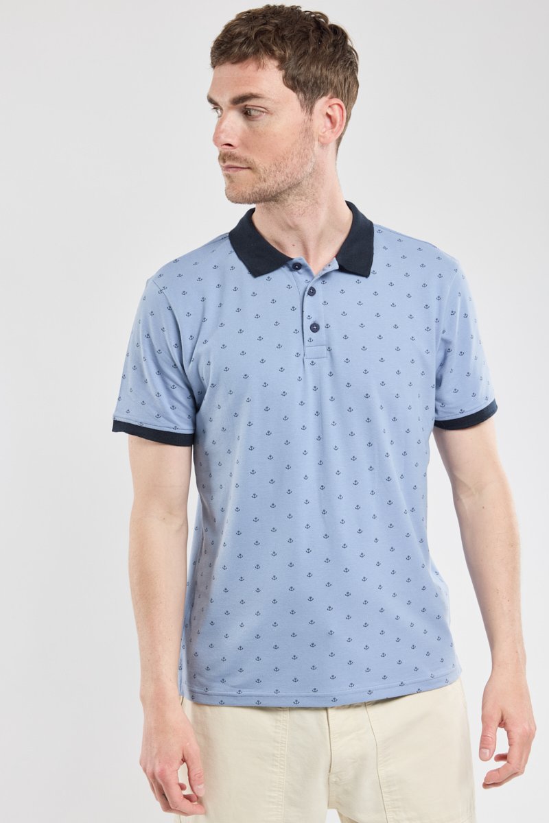 Poloshirt mit „Anker“-Muster – Pikee-Baumwolle