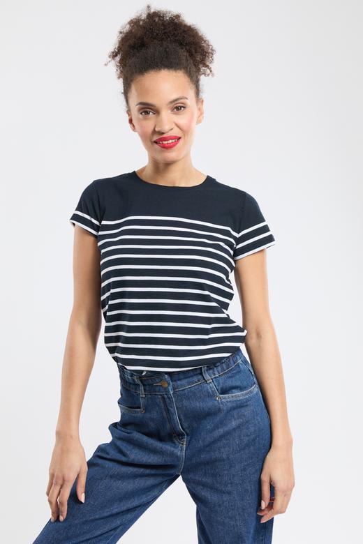 T-Shirt im Marine-Stil „Etel  - aus leichter Baumwolle