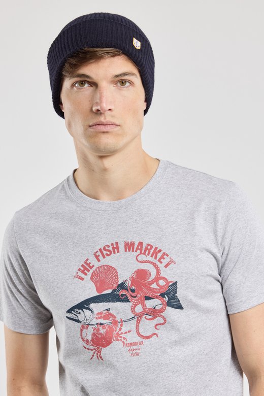 T-Shirt Siebdruck „Fish Market“ – leichte Baumwolle