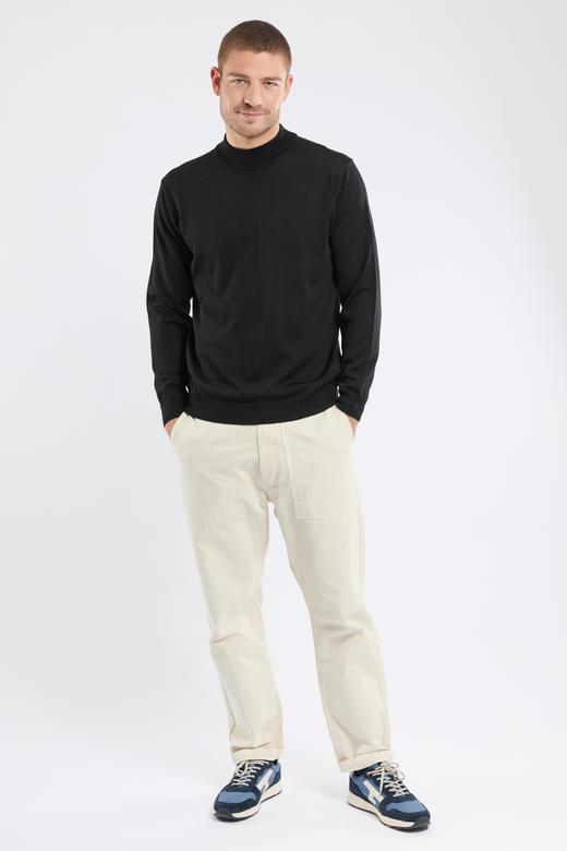 Einfarbiger Pullover mit Stehkragen Berac – Merinowolle